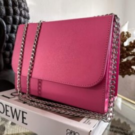 Bolso Elia (Doble Cadena Plata) Rosa Pop