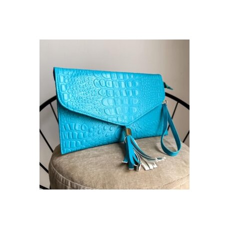 Clutch Bag color Croco Aqua