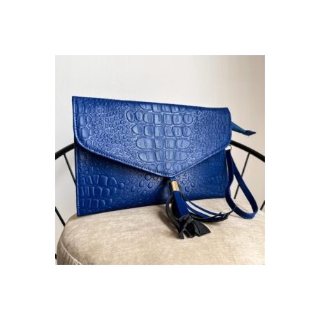 Clutch Bag color Croco Cobalto