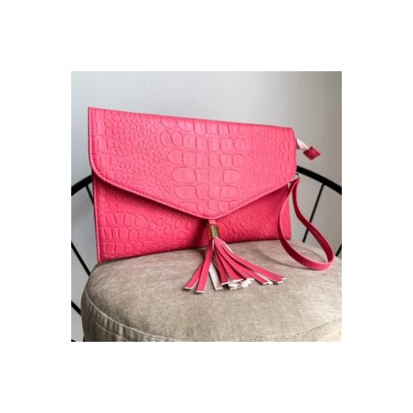 Clutch Bag color Croco Coral