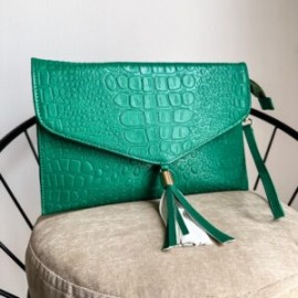 Clutch Bag color Croco Esmeralda