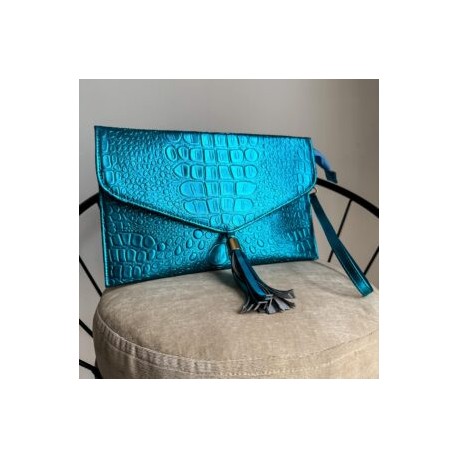 Clutch Bag Croco color Turquesa