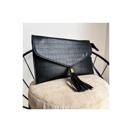 Clutch Bag Gavial Negro