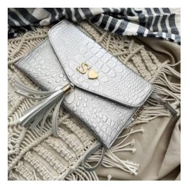 Clutch Croco Silver