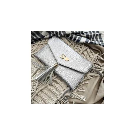 Clutch Croco Silver