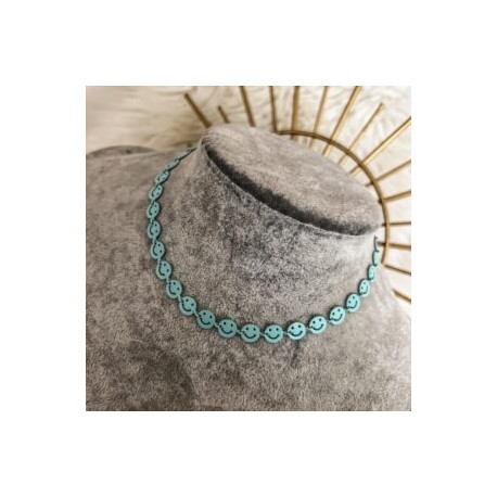 Collar Happy Face azul cielo