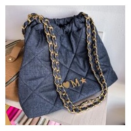 Hera Bag Cadena Oro Color Denim Indigo