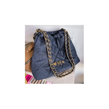 Hera Bag Cadena Oro Color Denim Indigo