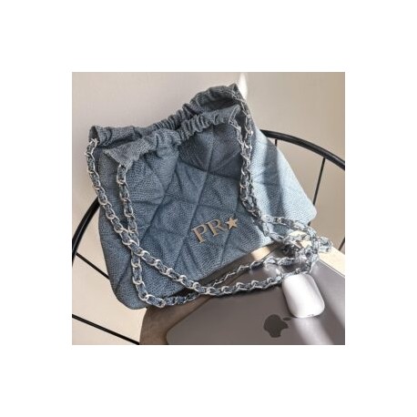 Hera Bag Cadena Plata Color Denim Glitter