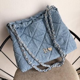 Hera Bag Cadena Plata Color Denim vertical