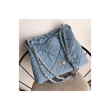 Hera Bag Cadena Plata Color Denim vertical