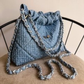 Hera Bag Mini Cadena Plata Color Denim vertical