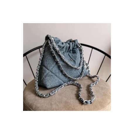 Hera Mini Bag Cadena Plata Color Denim Glitter