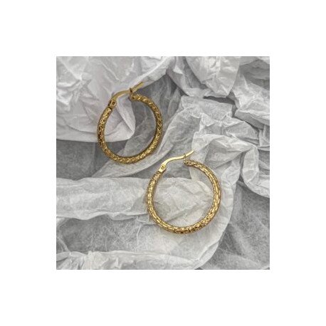 Hoops Acero Inoxidable dorado grabado x