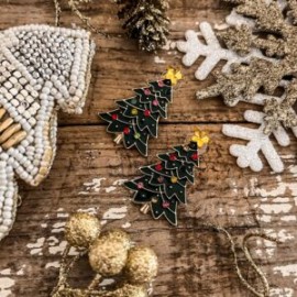 Aretes Arbolito de navidad + estrella de cristal