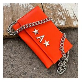 Aura Clutch – Bag Orange Cadena Chunky Plata