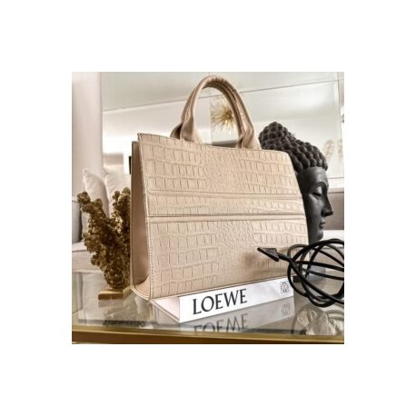 Bolsa Tote Grande nacional sintético grabado Croco color Beige