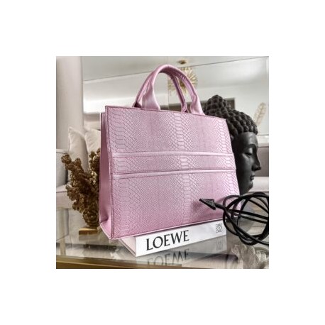 Bolsa Tote Grande Nacional sintético grabado víbora Baby Pink