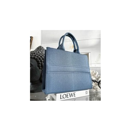 Bolsa Tote Grande nacional sintético grabado víbora Blue Jeans