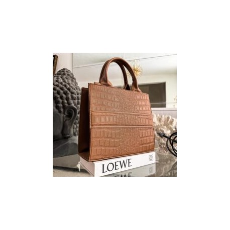 Bolsa Tote Mediana nacional sintético grabado Croco Camel