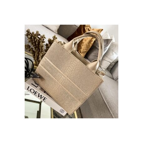 Bolsa Tote Mediana Nacional sintético grabado pitón Beige + Cenefa